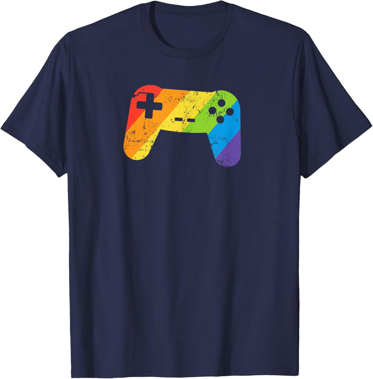 Gaymer T-Shirt LGBT Pride Gay Gamer Rainbow Controller T-Shirt - Navy Blue