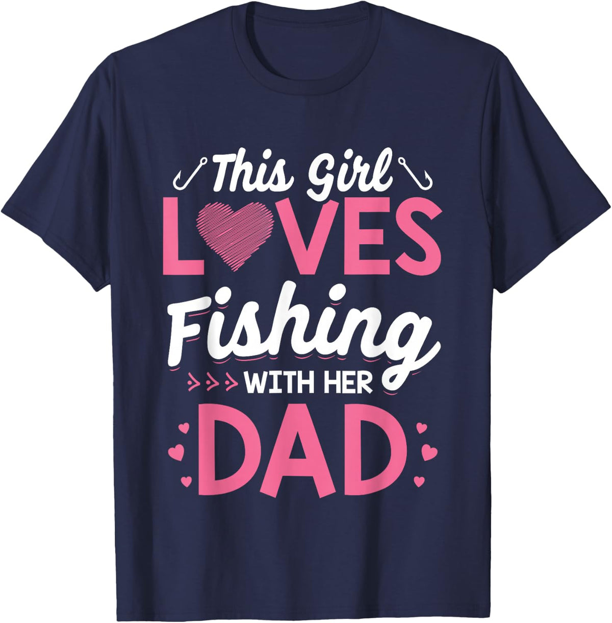 Dad and Daughter Matching Shirts Fishing Tee Father Daughter Fishing T-Shirt - Navy Blue