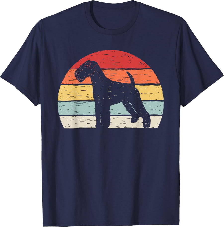 Vintage Retro Airedale Terrier Dog Breed T-Shirt - Navy Blue