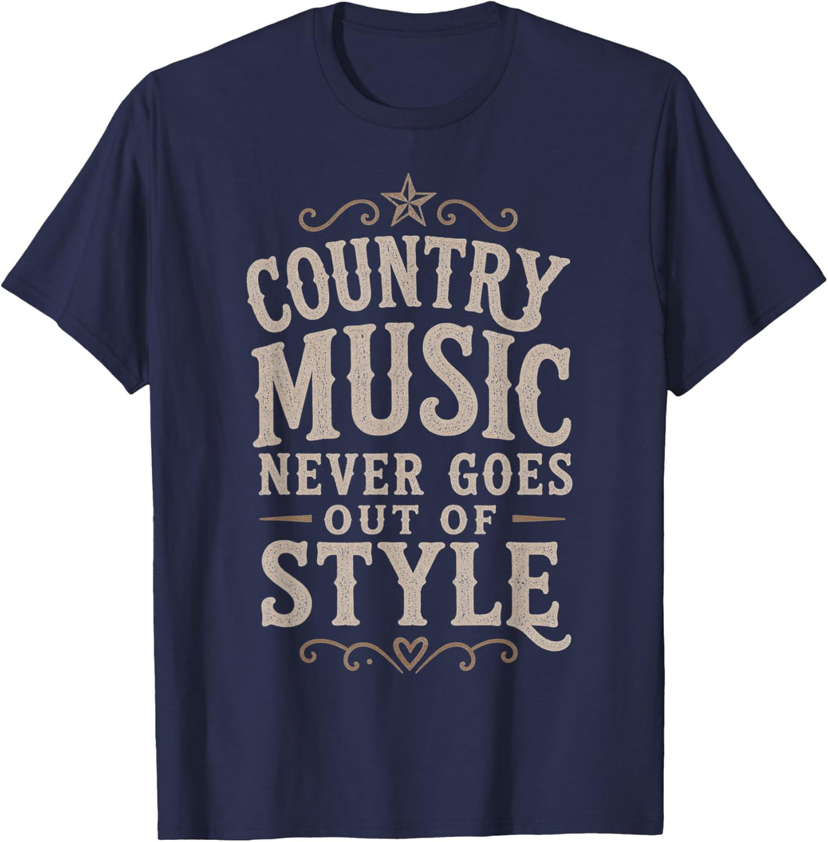 Country Music Western Vintage Style Graphic T-Shirt - Navy Blue