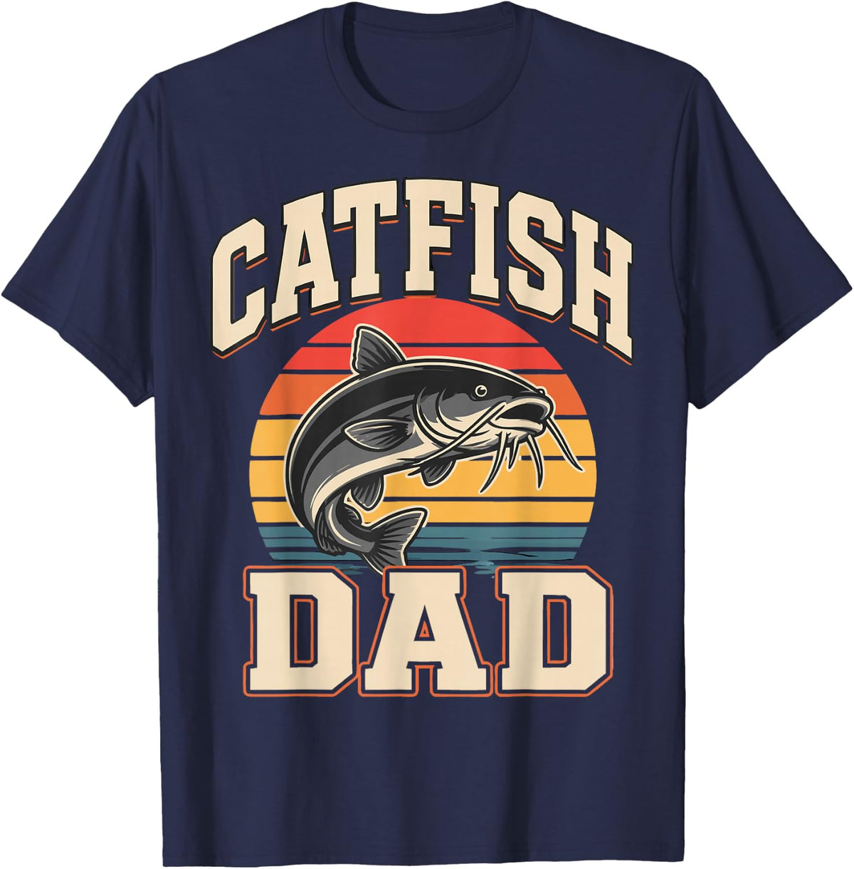 Dad Catfish Angler Father Catfish Fishing T-Shirt - Navy Blue