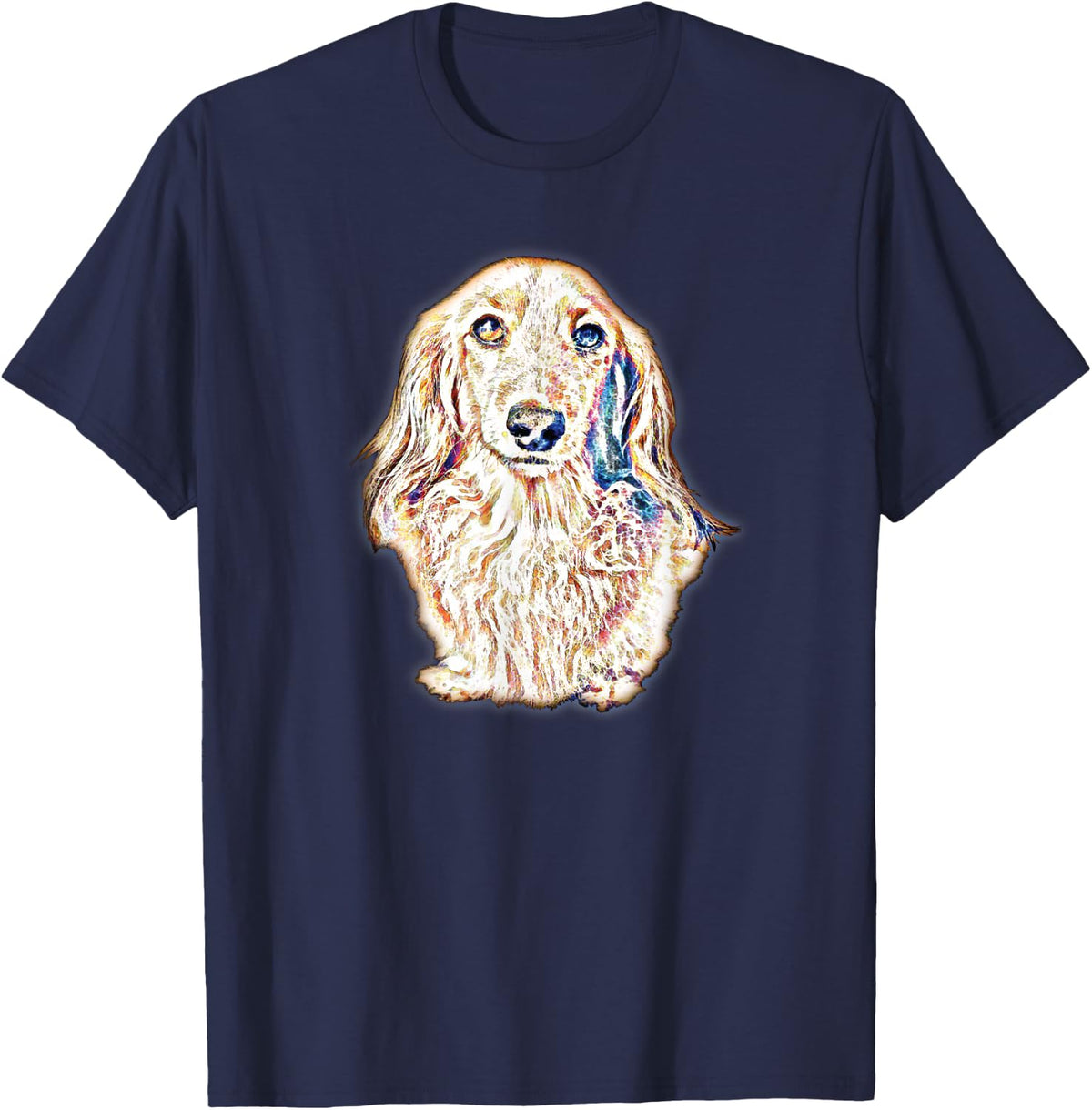 Long Hair Dachshund Gifts Cute Sausage Dog Women Men T-Shirt - Navy Blue