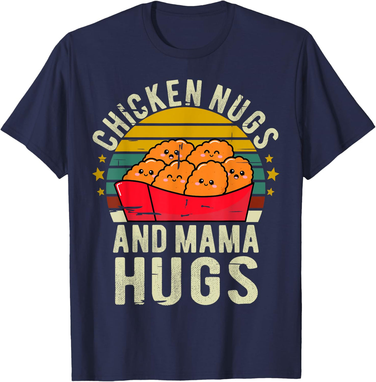 Chicken Nugs and Mama Hugs Toddler Tees T-Shirts for Chicken Nugget Lover Kids Boys Girls - Navy Blue