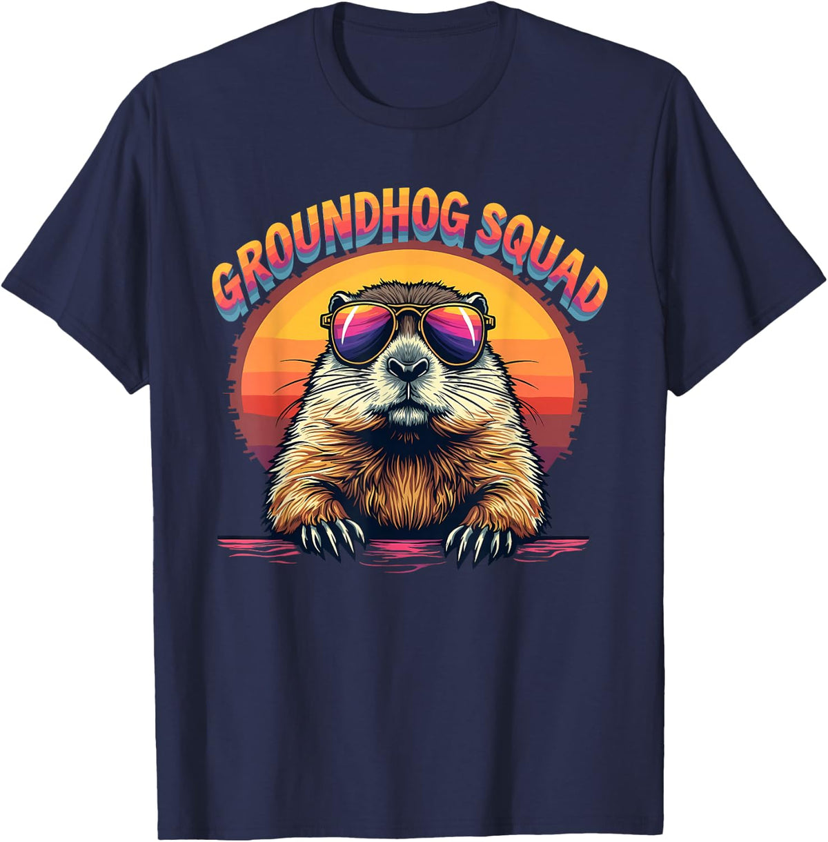 Happy Groundhog Day 2025 Funny Groundhog Squad T-Shirt - Navy Blue