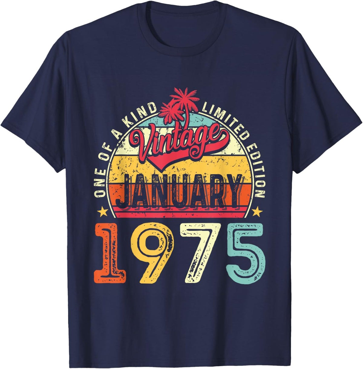 Vintage 50th Birthday Gift Vintage January 1975 Men Women T-Shirt - Navy Blue