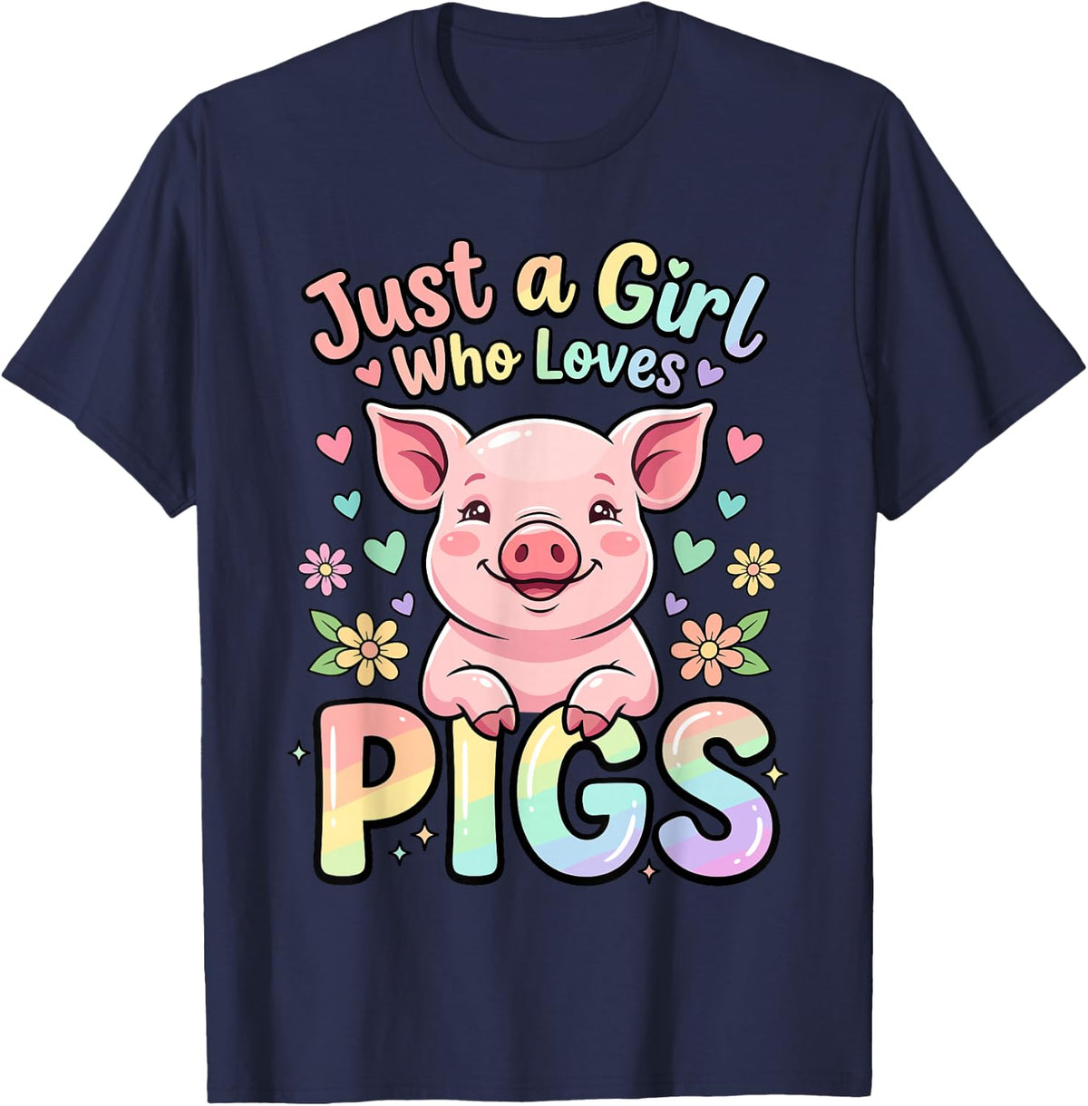 Funny Pig Design for Women Girls Mom Pig Pork Piglet Lover T-Shirt - Navy Blue