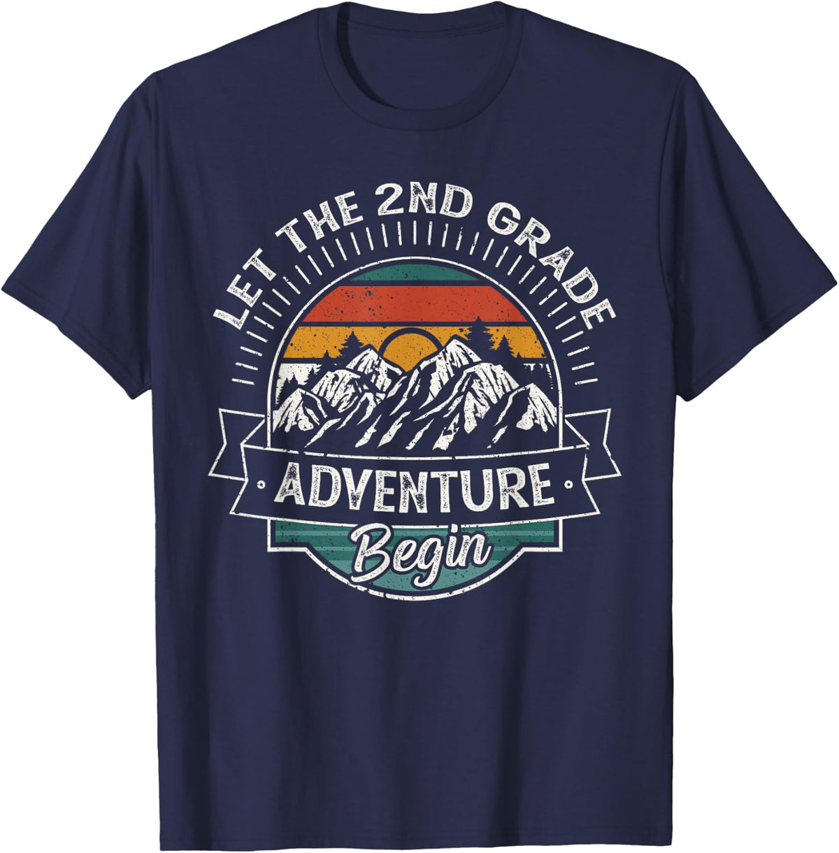 Funny First Day of School, Let The 2nd Grade Adventure Begin T-Shirt - Navy Blue