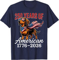 250 Years 1776–2026 USA Flag Dog Dachshund 4th of July T-Shirt - Navy Blue
