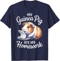 Funny Guinea Pig Homework T-Shirt - Navy Blue