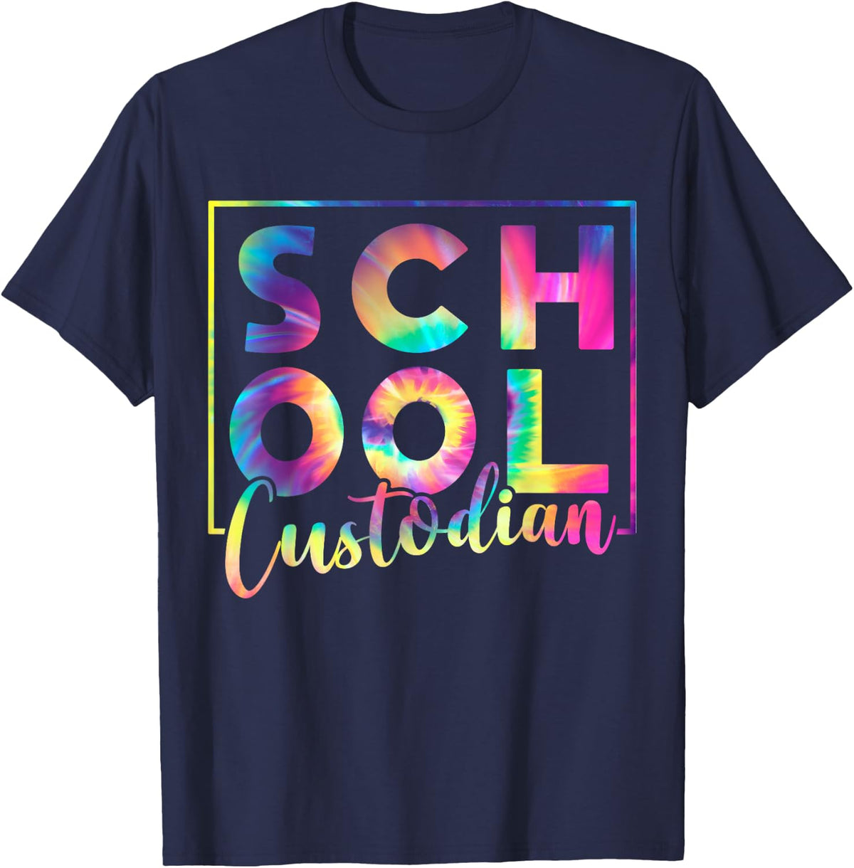 Janitor Cleaner Tie Dye School Custodian T-Shirt - Navy Blue