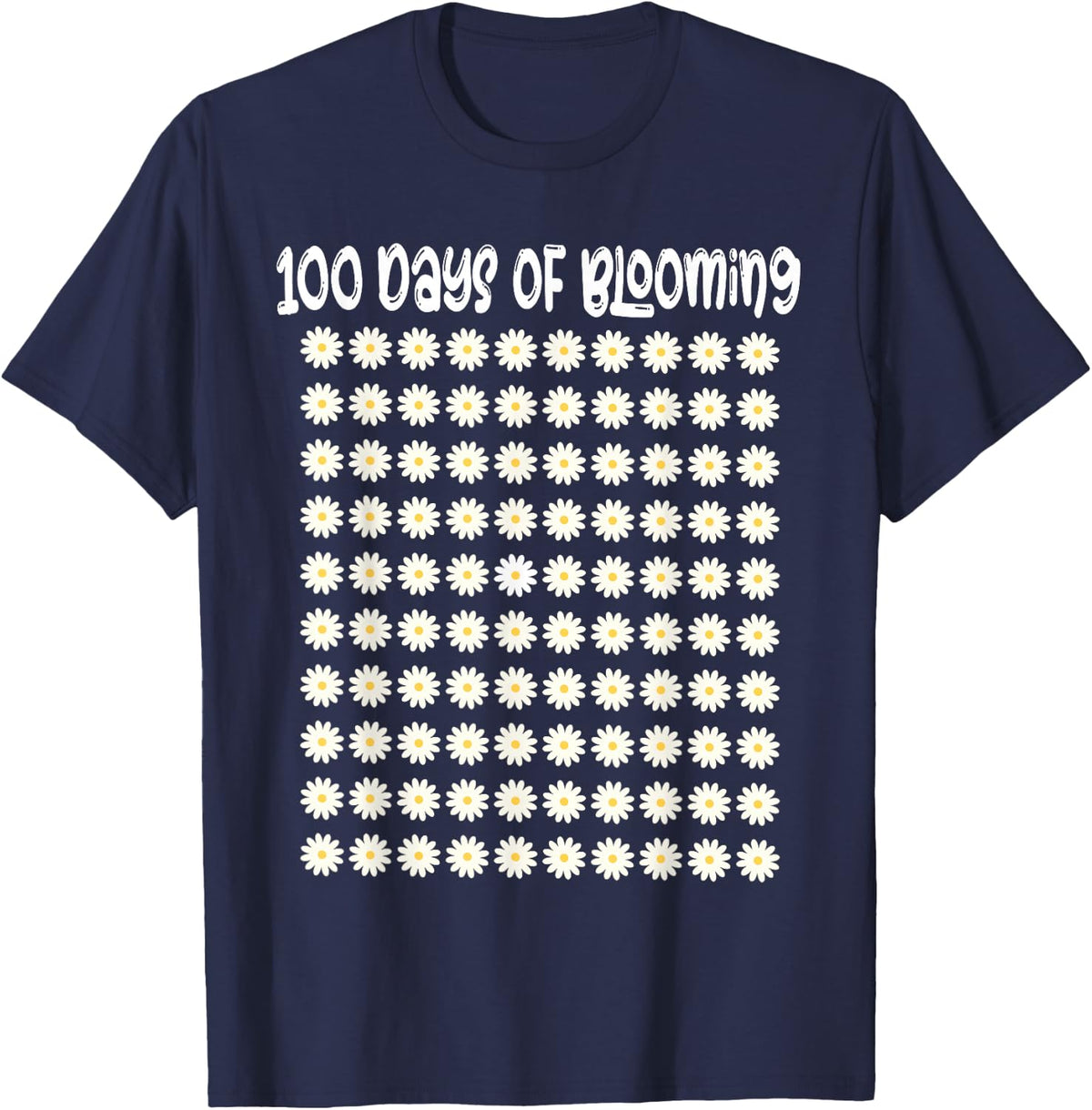 100 Days Of Blooming - 100th Daisies Flower T-Shirt - Navy Blue