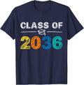 Class of 2036 Grow With Me First Day of School Graduation T-Shirt - Navy Blue