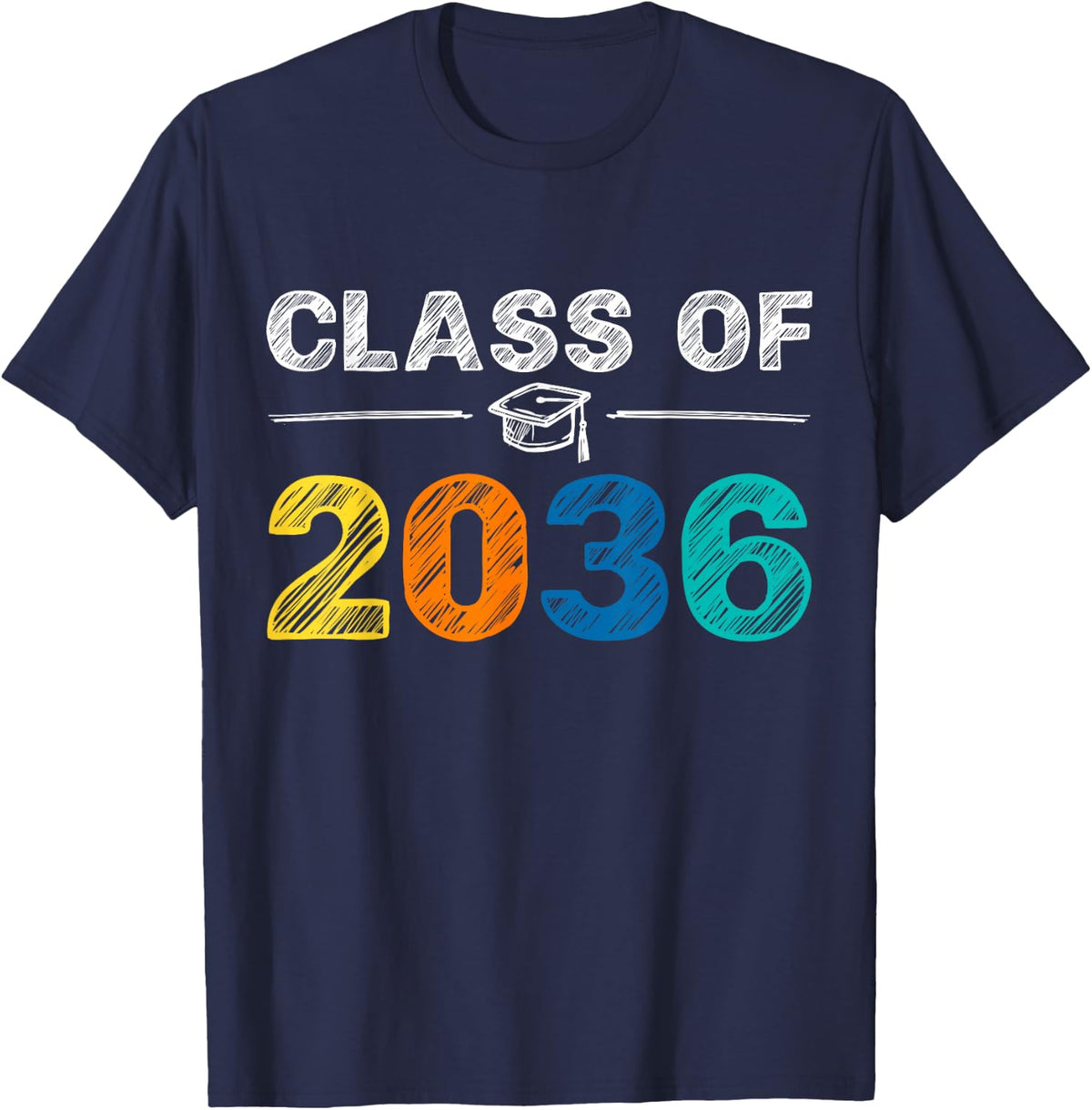 Class of 2036 Grow With Me First Day of School Graduation T-Shirt - Navy Blue