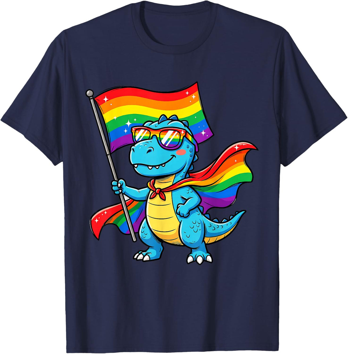 Funny Dino Pride Shirt Rainbow Gay Tshirt Pride Gift Tee T-Shirt - Navy Blue