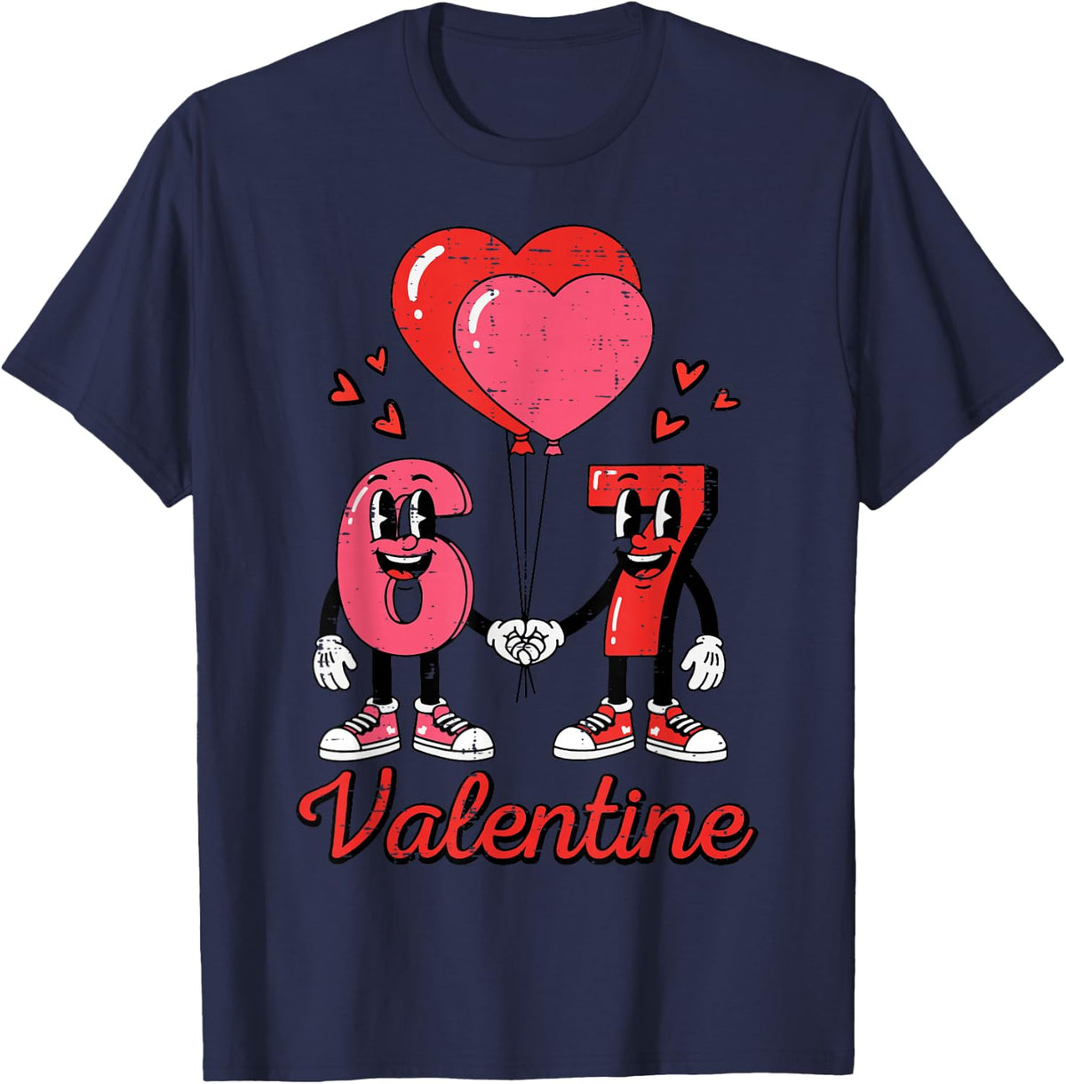 6 7 Valentine Valentines Day 67 Six Seven Kids Boys Youth T-Shirt - Navy Blue