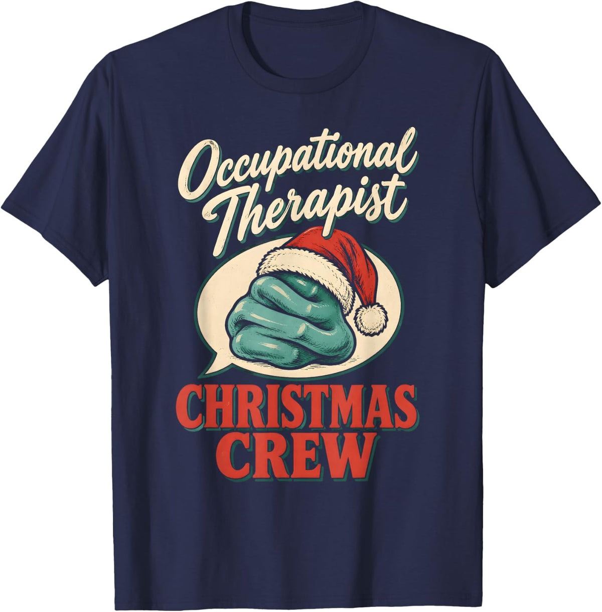 Occupational Therapist Christmas Crew Vintage Holiday T-Shirt - Navy Blue