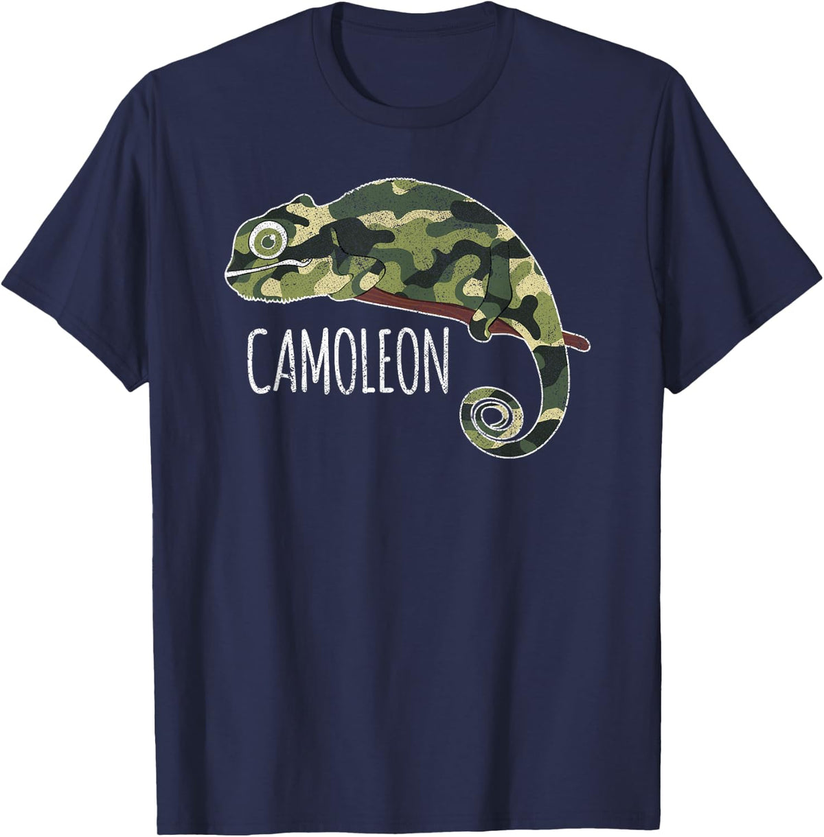 Chameleon Pun Funny Green Camouflage Lover T-Shirt - Navy Blue