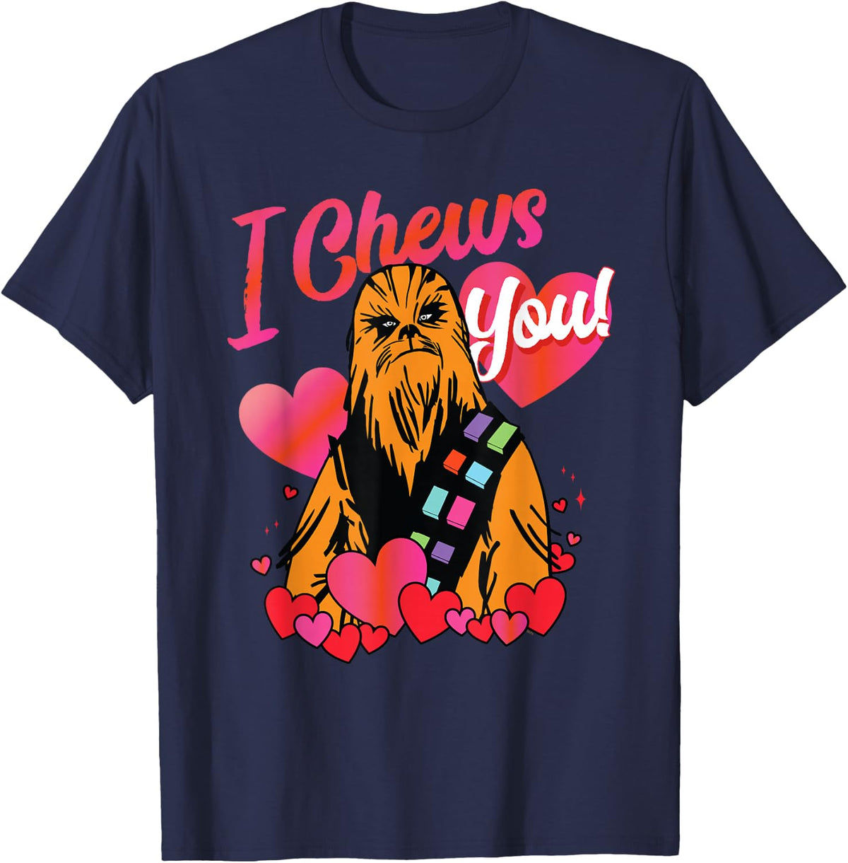 Star Wars Valentine’s Day Chewbacca Hearts I Chews You T-Shirt - Navy Blue