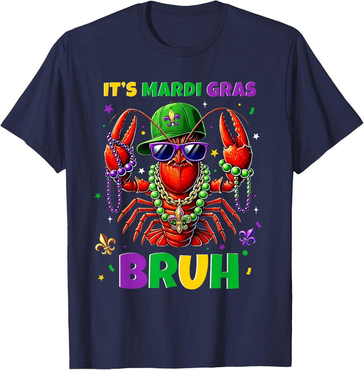 It's Mardi Gras Bruh Crayfish Fat Tuesday Boys Girls Kids T-Shirt - Navy Blue