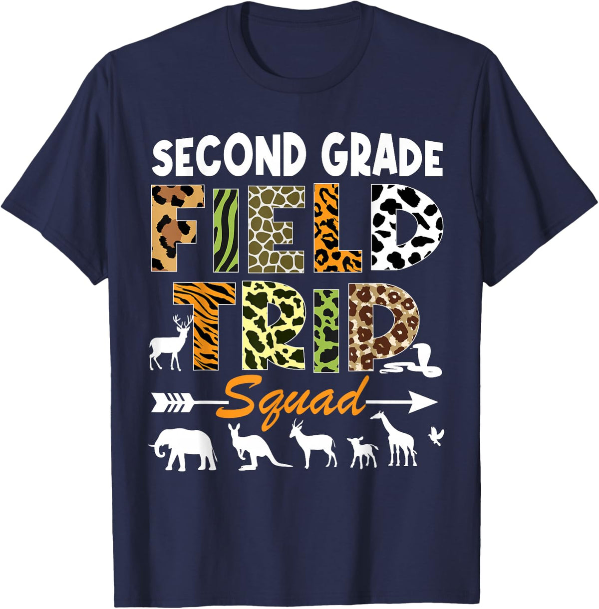 2nd Grade Zoo Field Trip Squad Teacher Student Matching Tees T-Shirts - Navy Blue