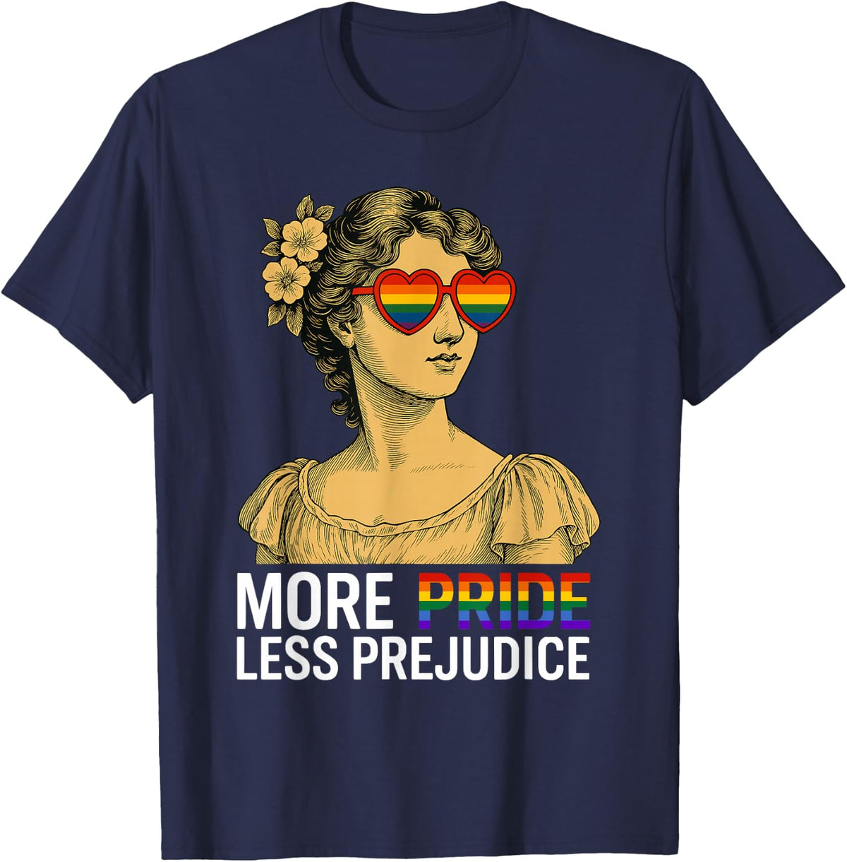 More Pride Less Prejudice LGBTQ Trans Gay Lesbian Pride T-Shirt - Navy Blue