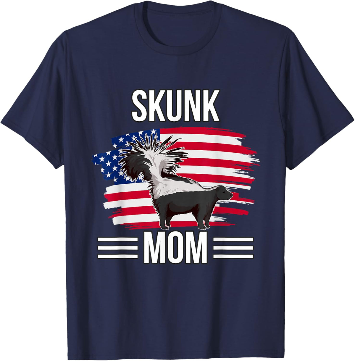 USA Flag 4th Of July Mother's Day Merica Skunk Mom T-Shirt - Navy Blue