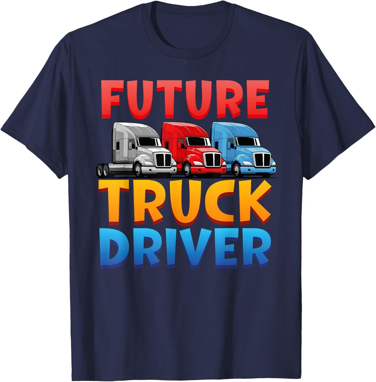 Trucker Truck Driver Kids Vintage Future Truck Driver T-Shirt - Navy Blue