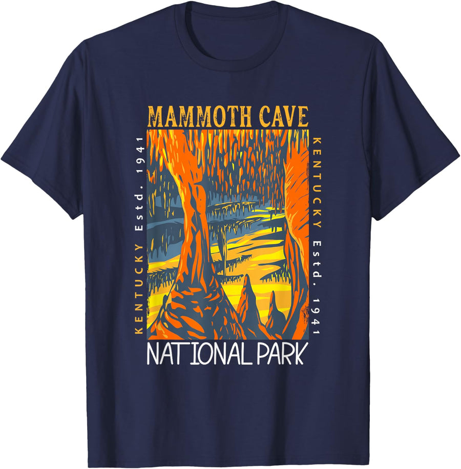 Mammoth Cave National Park Kentucky Distressed Vintage T-Shirt - Navy Blue