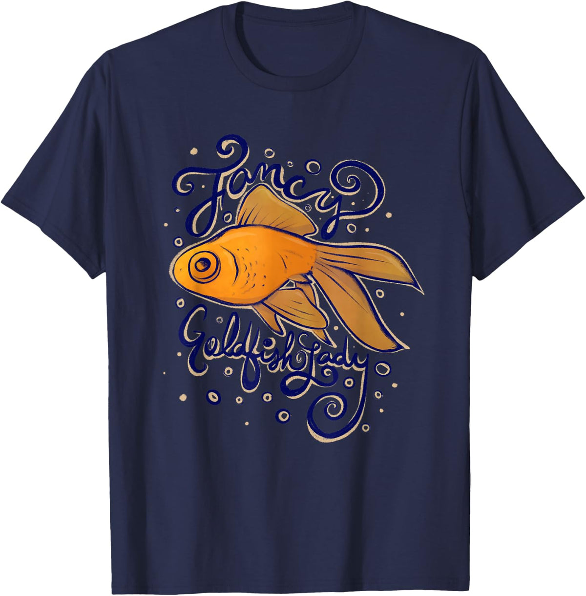 Fancy Goldfish Lady Cute Goldfish T-Shirt - Navy Blue