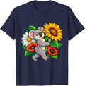 Koala Holding One Enormous Sunflower T-Shirt - Navy Blue