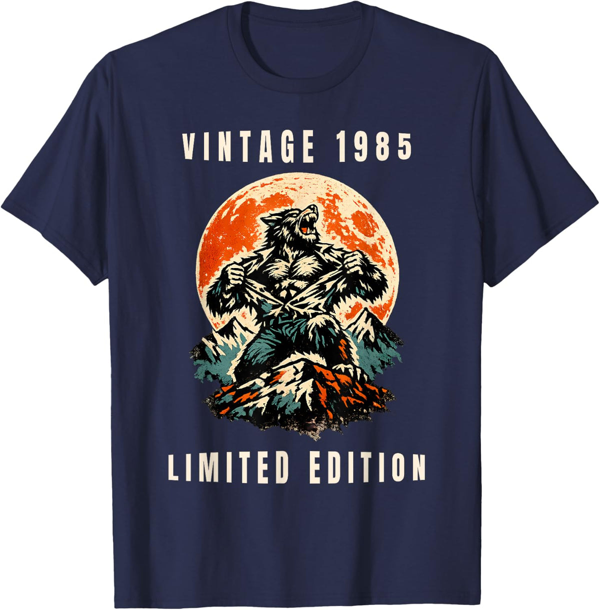 Vintage 1985 Limited Edition Werewolf Meme T-Shirt - Navy Blue