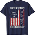 250th Anniversary USA 250 Year America Patriotic 4th of July T-Shirt - Navy Blue