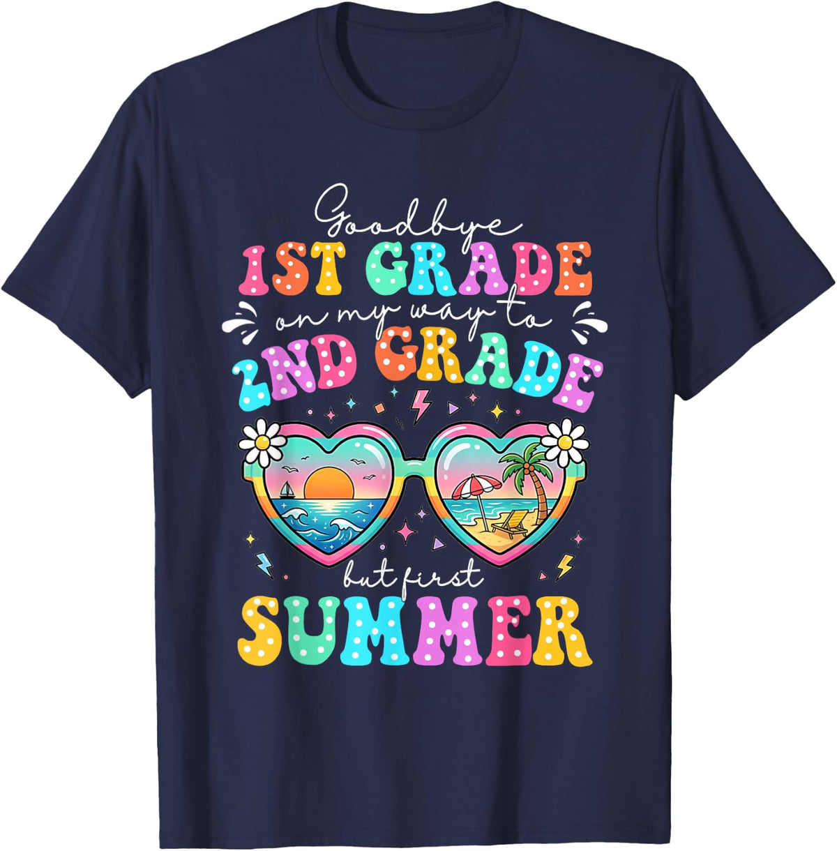 Goodbye 1st Grade Graduation to 2nd Grade First Summer Boys T-Shirt - Navy Blue