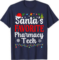 Santa’s Favorite Pharmacy Tech Christmas Pharmacy Technician T-Shirt - Navy Blue