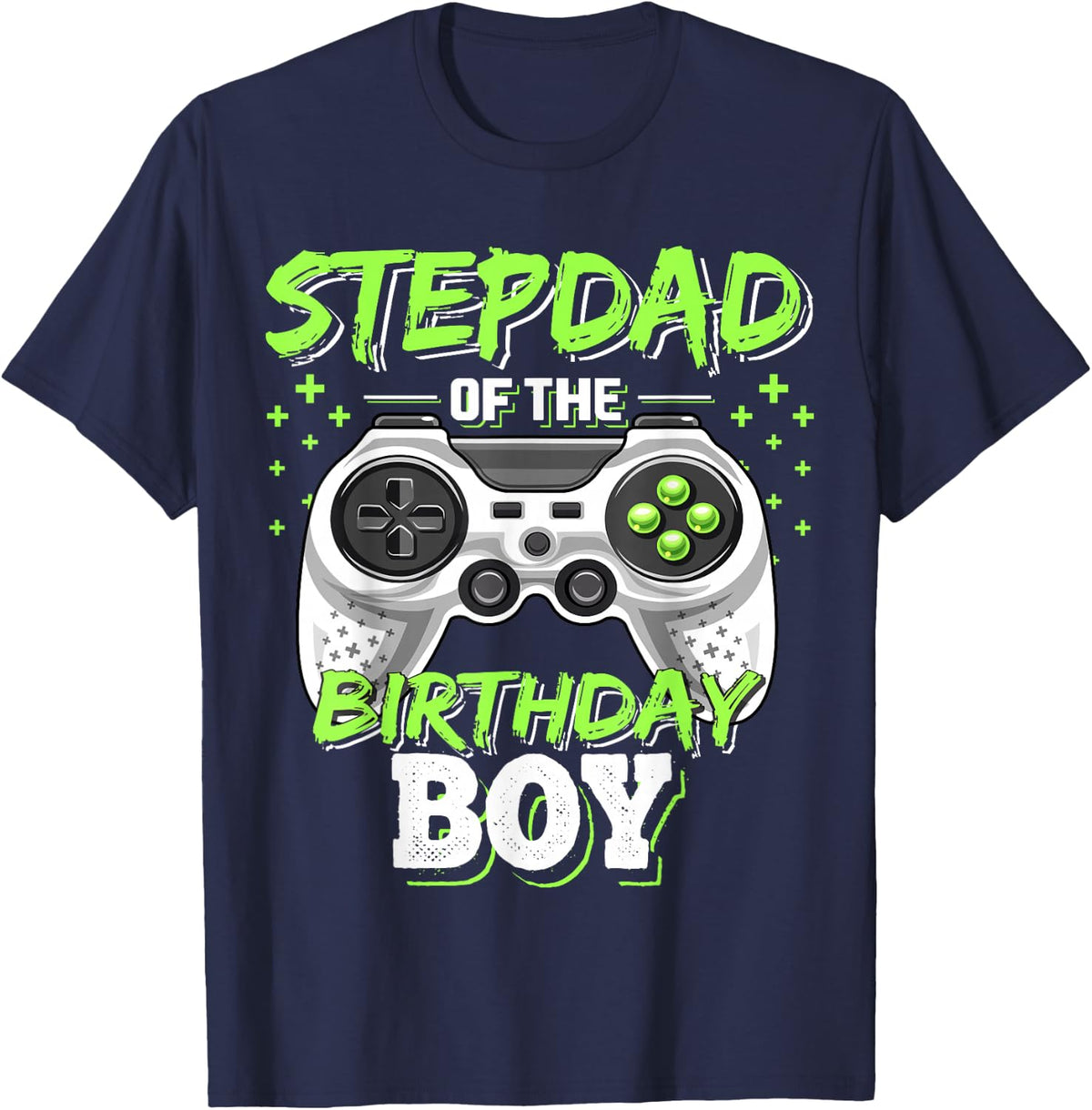 Stepdad of Birthday Boy Matching Video Game Birthday Party T-Shirt Tee for Step Dad - Navy Blue