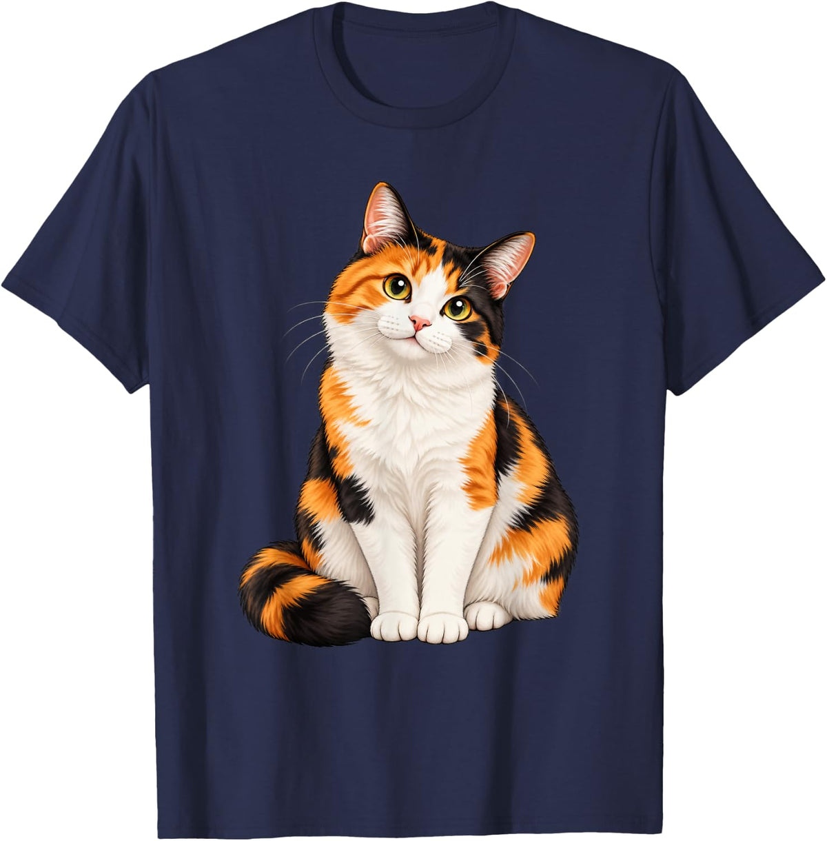 Calico Cat Cute Cat Lover T-Shirt - Navy Blue
