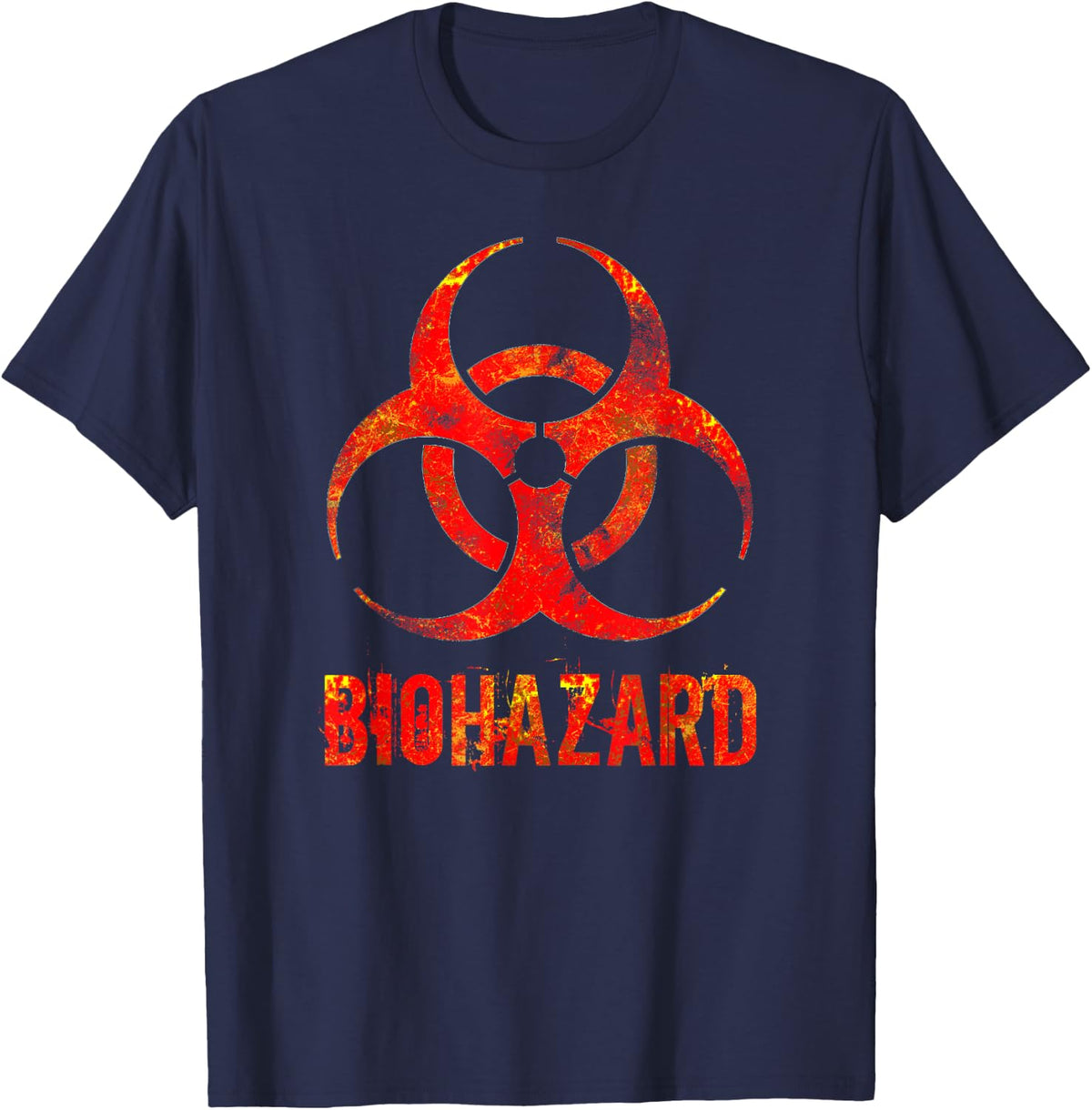 Biohazard Distressed Biology Science Teacher Rockstar Gift T-Shirt - Navy Blue