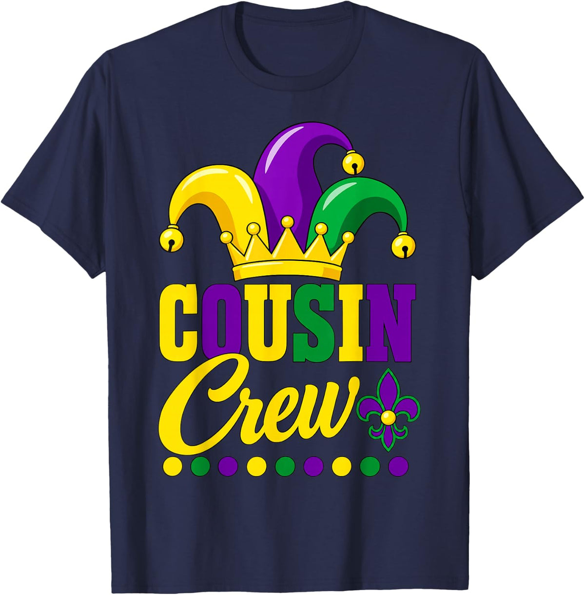 Cousin Crew Mardi Gras Family Outfit for Men Women Kids T-Shirt - Navy Blue