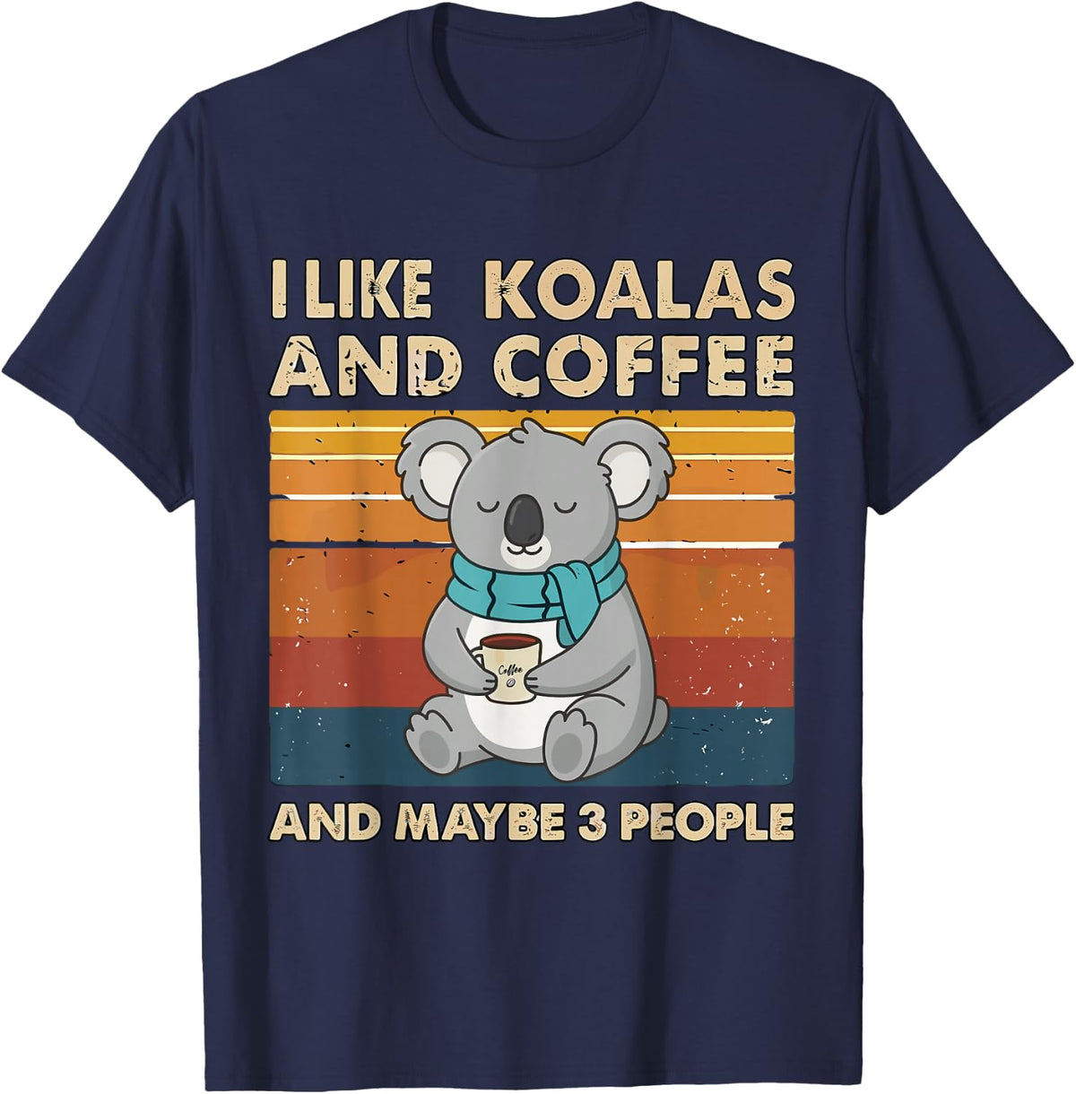 Koala Coffee Funny Introvert Animal Lover Women Girls T-Shirt - Navy Blue