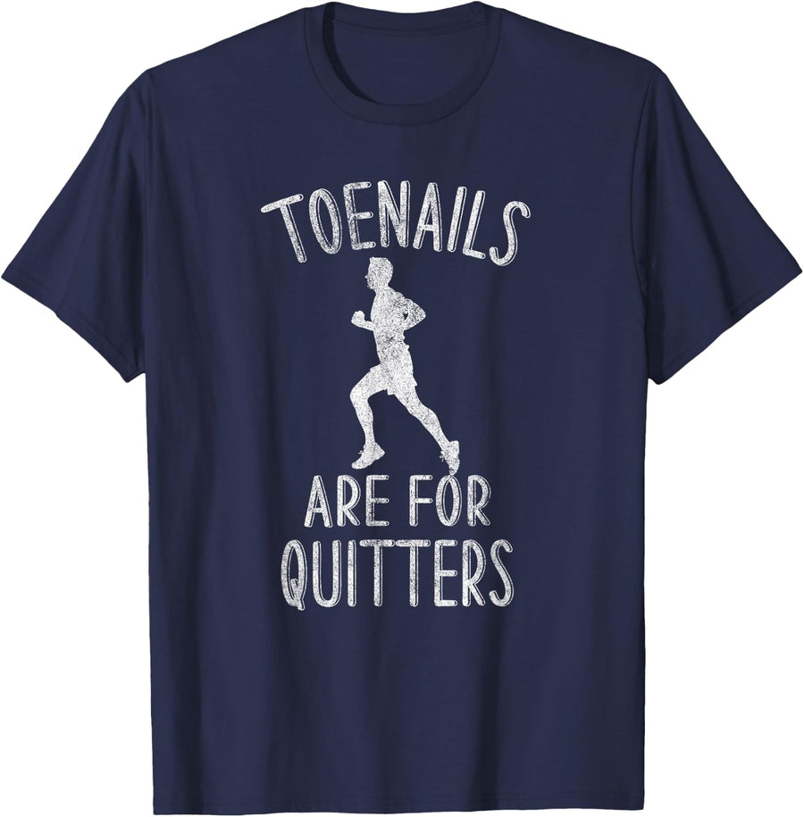 Funny Long Distance Runner Joke - Toenails Are For Quitters T-Shirt - Navy Blue