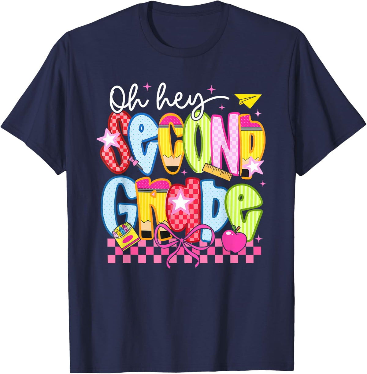 Back to School Oh Hey 2nd Grade Preppy Teachers Students Kid T-Shirt - Navy Blue
