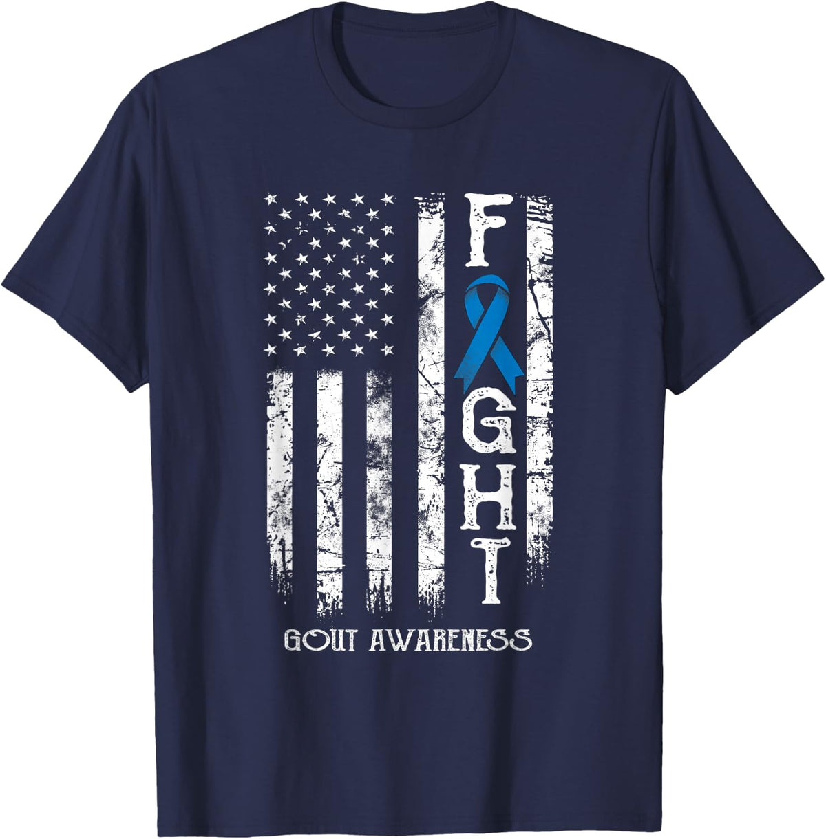 Gout Warrior US Flag T-Shirt - Navy Blue
