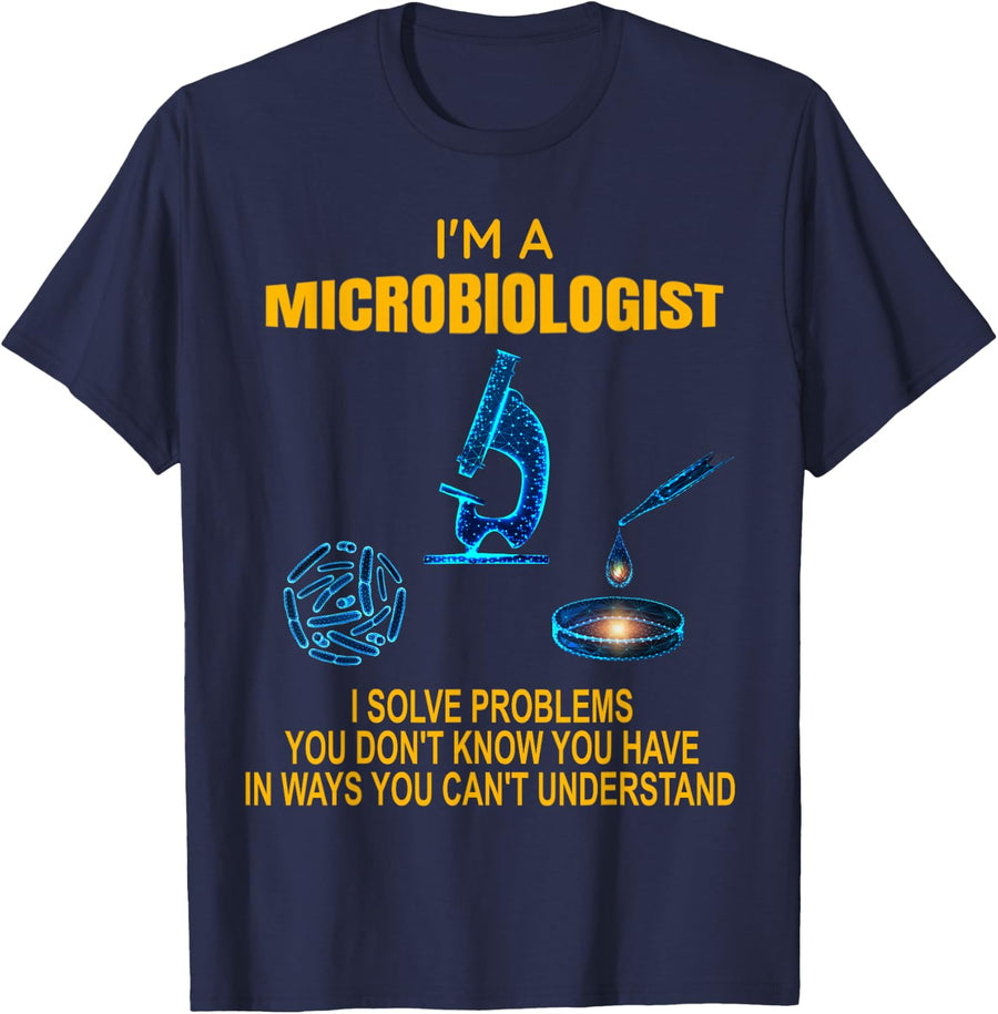 Science Biology Microbiology Lab Teacher Bacteria Laboratory T-Shirt - Navy Blue