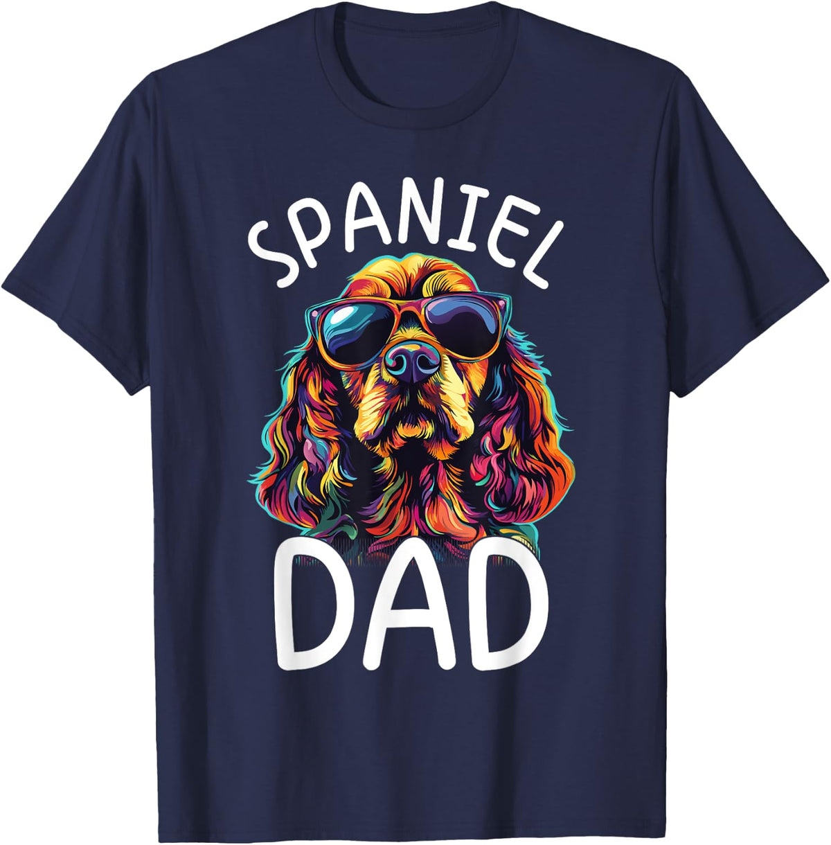 Cocker Spaniel Lovers Color Pop Art Mens Cocker Spaniel Dad T-Shirt - Navy Blue