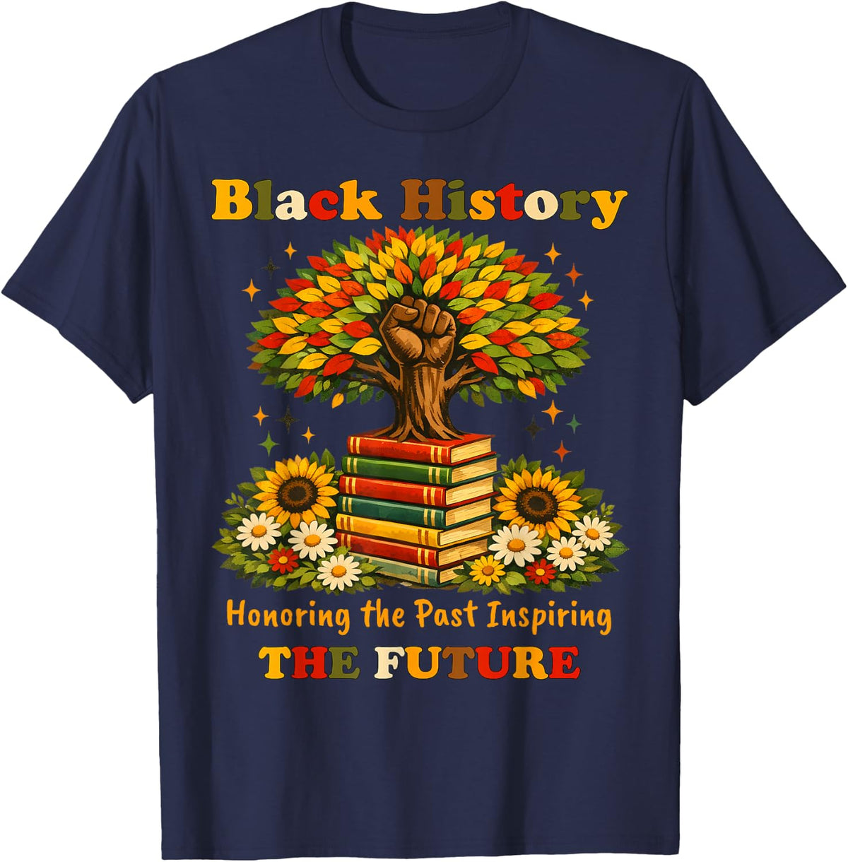 Honoring Teachers Women Black History Month Tribute T-Shirt - Navy Blue