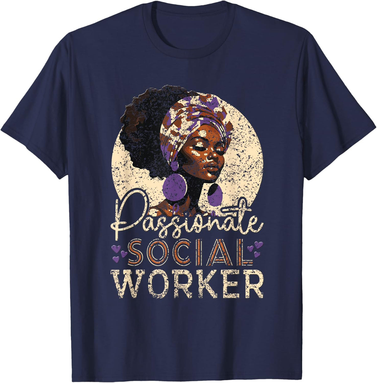 Passionate Black Social Worker Profession Social Worker T-Shirt - Navy Blue