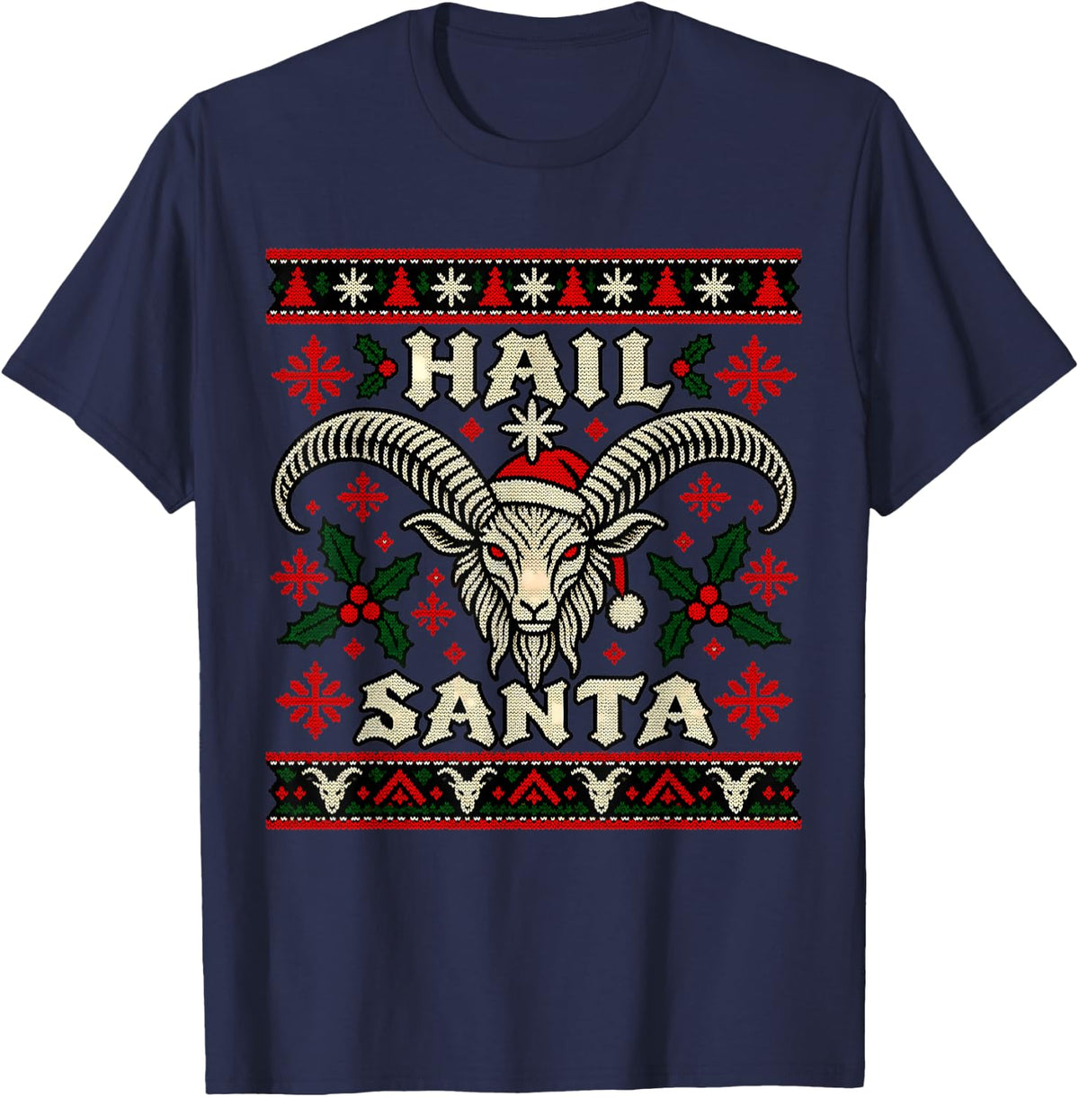 Hail Santa Winter Solstice Yule Pagan Christmas Paganism T-Shirt - Navy Blue