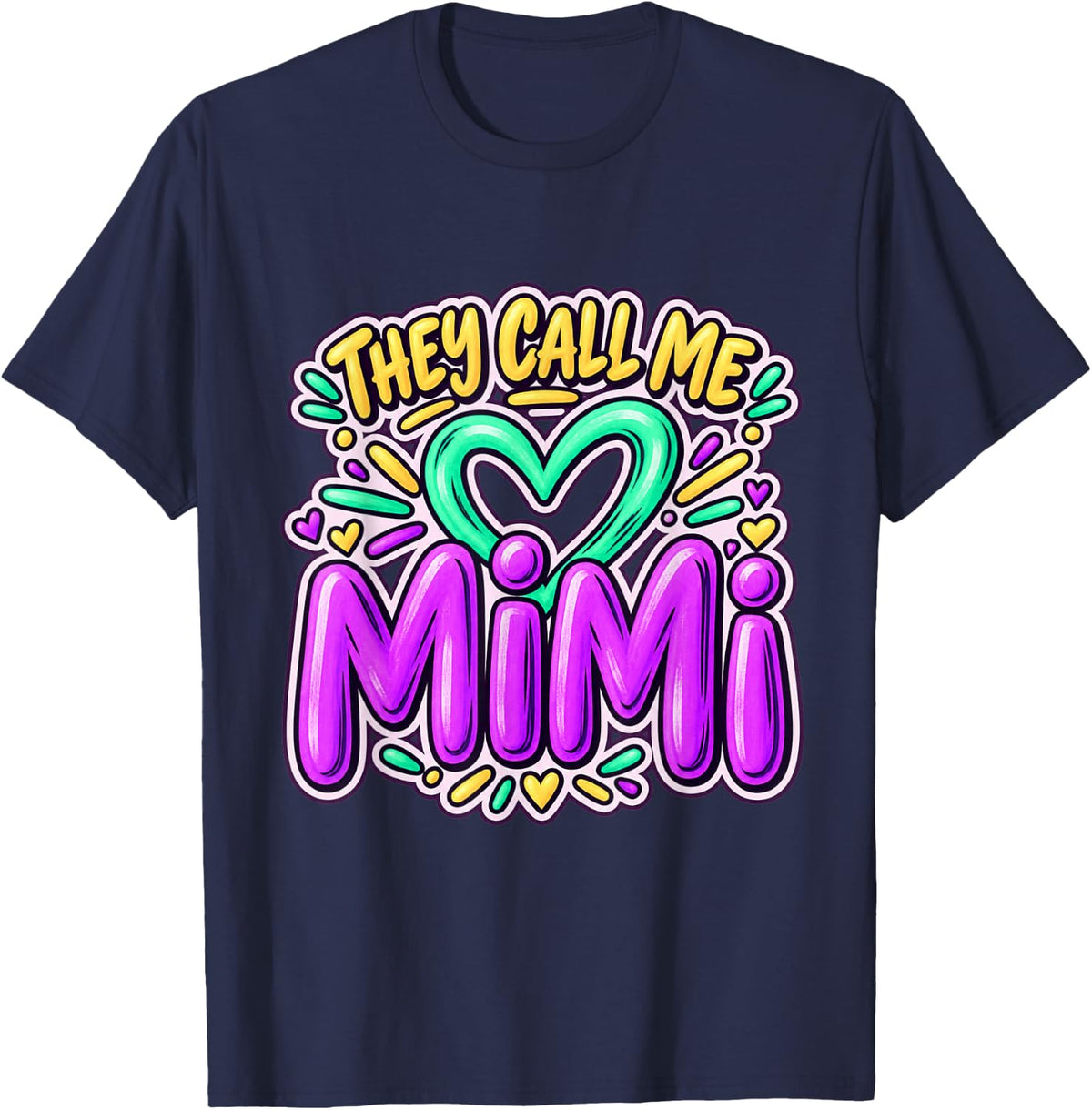 They Call Me Mimi Art T-Shirt - Navy Blue
