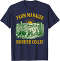 Farm Manager Border Collie Sheep Herding T-Shirt - Navy Blue