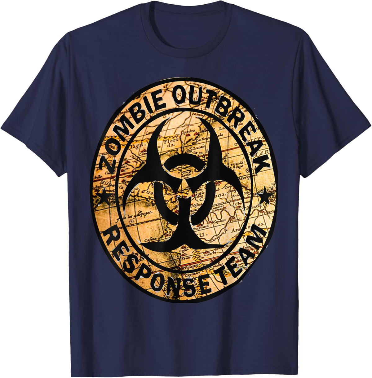 Funny Halloween Apocalypse Outbreak Zombie Response Team T-Shirt - Navy Blue